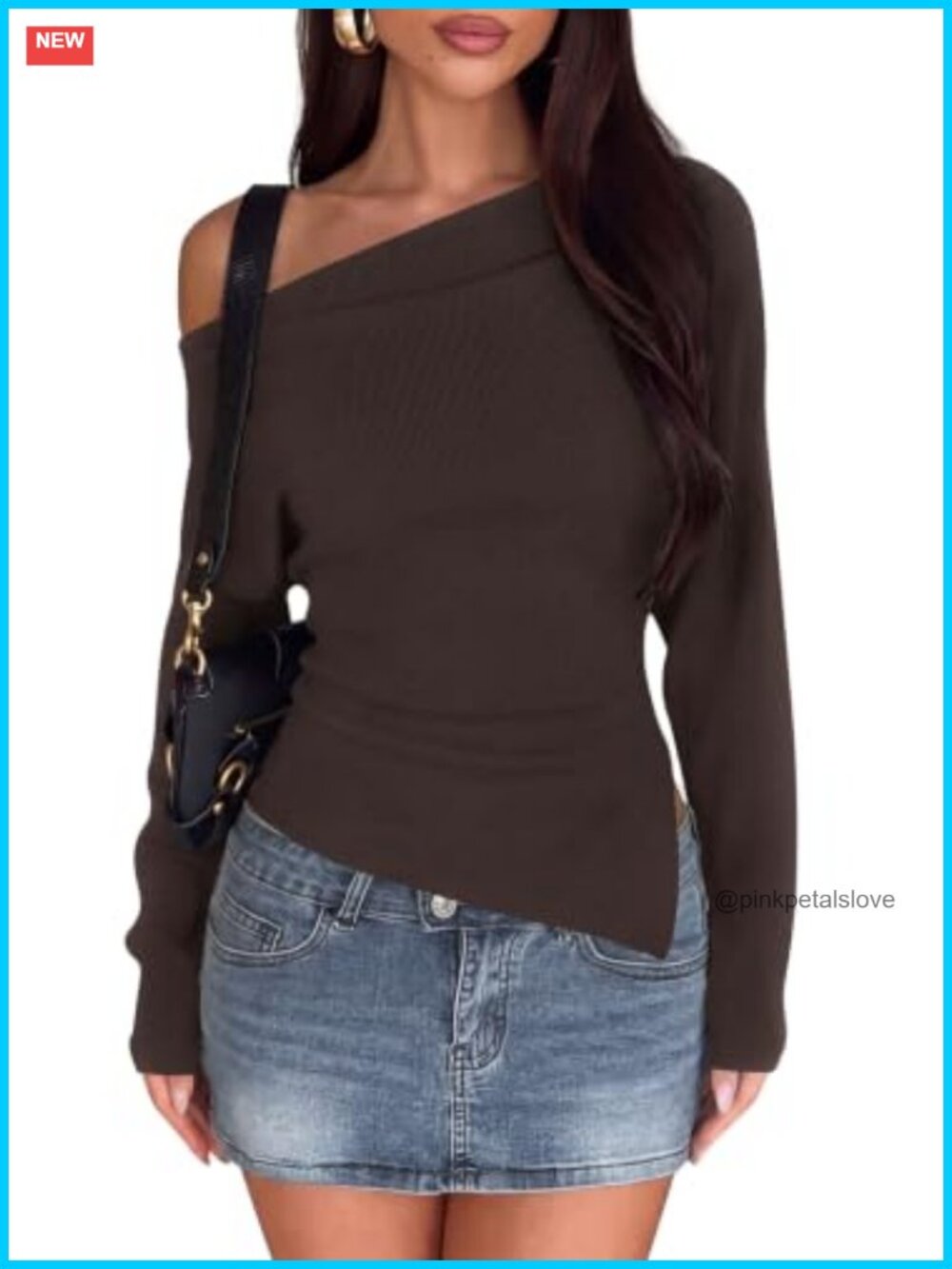 PRETTYGARDEN Viscose Blend Off Shoulder Long Sleeve Sweater